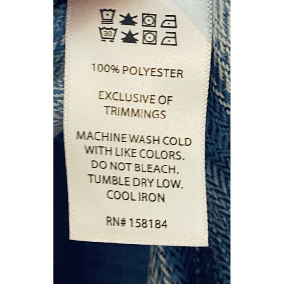 Happily Grey Shirt Dress Womens Medium Blue Plaid Button Up Flannel Boho Grunge - Picture 5 of 5